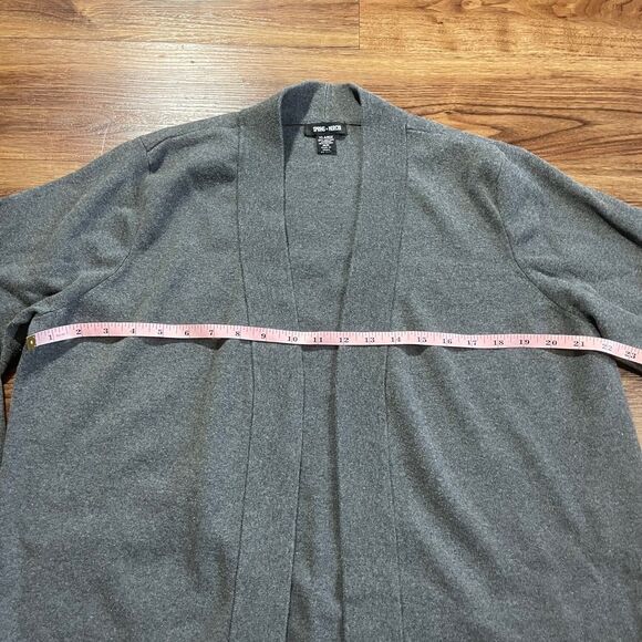 Spring + Mercer Open Front Cardigan Sweater Sz XL Gray 3/4 Sleeve Cotton Blend - Picture 3 of 8